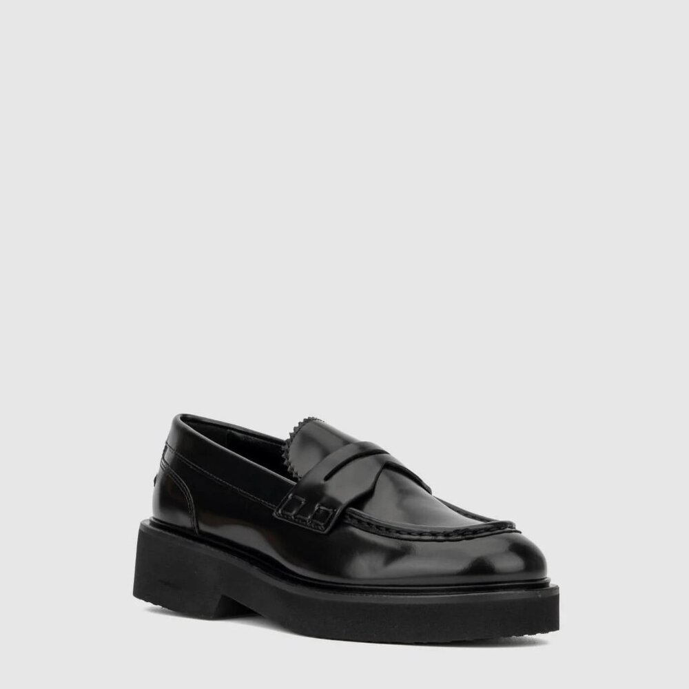 $440 AQUATALIA MARICE LOAFER SHOES SMOOTH LEATHER PLATFORM BLACK 7 (DB25)